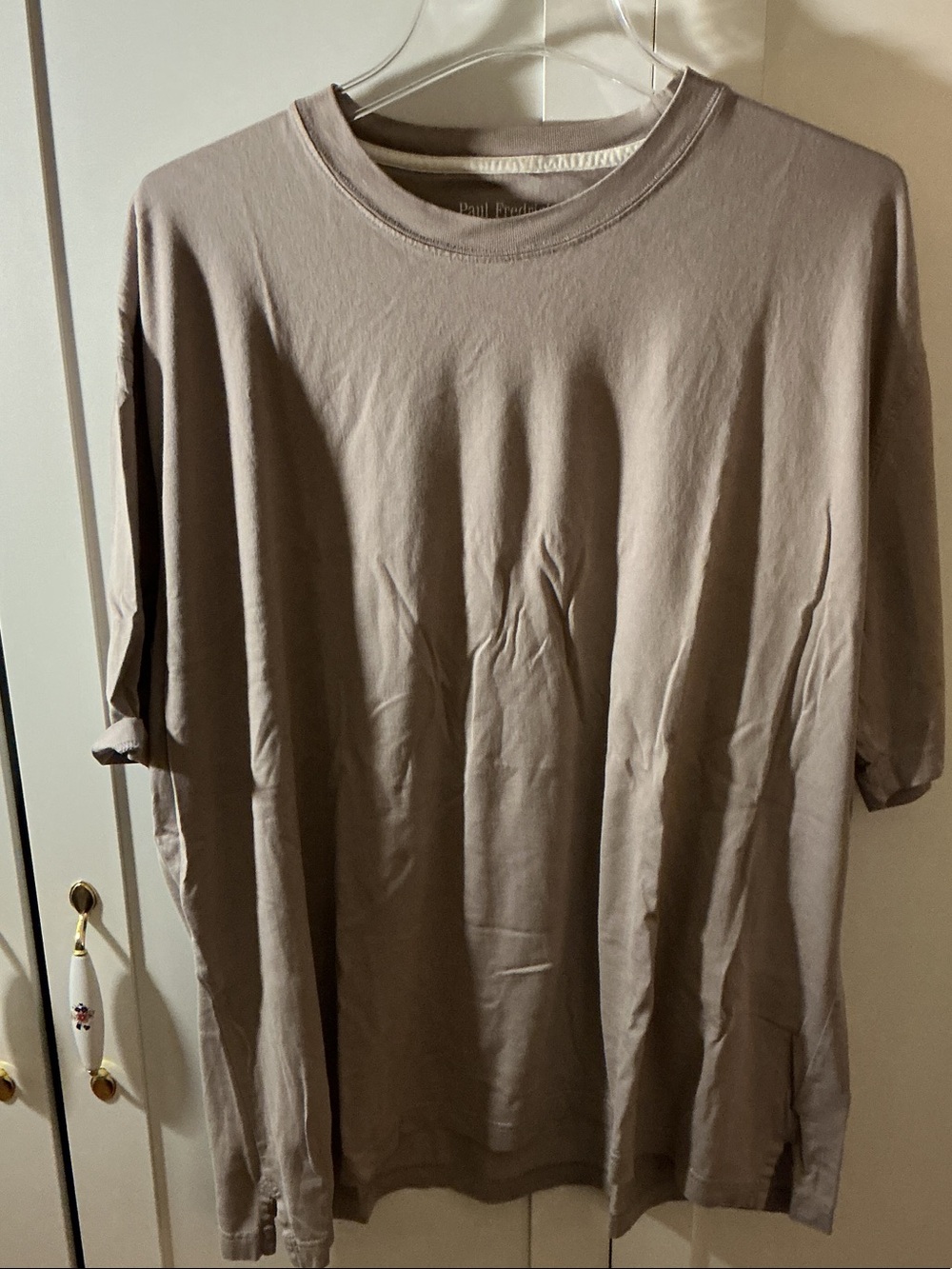 Paul Fredrick Men's Taupe Short Sleeve Crewneck Tee
